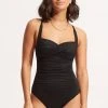 Seafolly Ladies Seafolly Collective Twist Halter One Piece -Seafolly shop 10373 942 Black 1