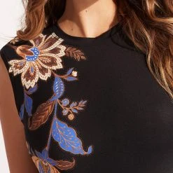 Seafolly Ladies Silk Road Cap Sleeve One Piece - Black -Seafolly shop 10710 020 Black 6