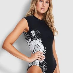 Seafolly Ladies Summer Of Love Cap Sleeve One Piece - Black -Seafolly shop 10710 928 Black 3