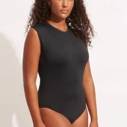 Seafolly Ladies Seafolly Collective Cap Sleeve One Piece - Black