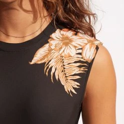 Seafolly Ladies Castaway Cap Sleeve One Piece - Black -Seafolly shop 10710 980 Black 5