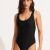 Seafolly Ladies Essentials Retro Tank Maillot - Black -Seafolly shop 10761 640 Black 1