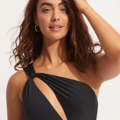 Seafolly Ladies Seafolly Collective One Shoulder One Piece -Seafolly shop 10887 942 Black 10