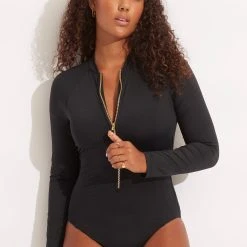Seafolly Ladies Seafolly Collective Zip Front Surfsuit - Black