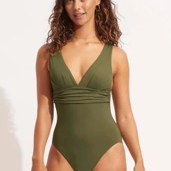 Seafolly Ladies Seafolly Collective Cross Back One Piece - Avocado -Seafolly shop 10950 942 Avocado 2