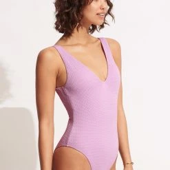 Seafolly Ladies Sea Dive Deep V Neck One Piece -Seafolly shop 10974 861 Lilac 3