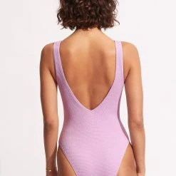 Seafolly Ladies Sea Dive Deep V Neck One Piece -Seafolly shop 10974 861 Lilac 4