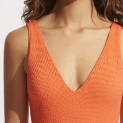 Seafolly Ladies Sea Dive Deep V Neck One Piece - Mandarin -Seafolly shop 10974 861 Mandarin 6