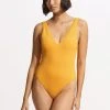 Seafolly Ladies Sea Dive Deep V Neck One Piece - Rockmelon -Seafolly shop 10974 861 Rockmelon 3