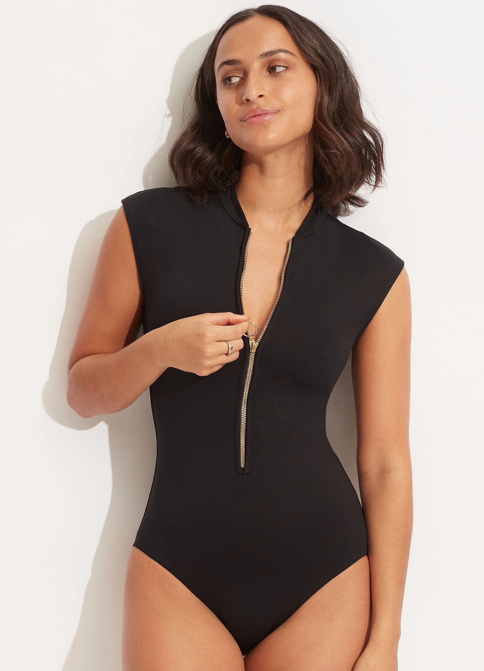 Seafolly Ladies Seafolly Collective Zip Front One Piece - Black 4 Seafolly Ladies Seafolly Collective Zip Front One Piece - Black - Image 2