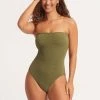 Seafolly Ladies Sea Dive DD Bandeau One Piece -Seafolly shop 11011DD861 Khaki 3