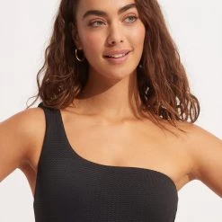 Seafolly Ladies Sea Dive One Shoulder One Piece - Black -Seafolly shop 11014 861 Black 6
