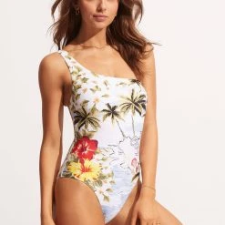 Seafolly Ladies Coast To Coast One Shoulder One Piece - Powder Blue -Seafolly shop 11014 913 PowderBlue 4