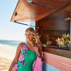 Seafolly Ladies Full Bloom One Shoulder One Piece - Jade