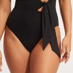 Seafolly Ladies Seafolly Collective Tie Waist One Piece -Seafolly shop 11027 942 Black 10
