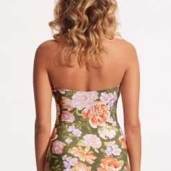 Seafolly Ladies Paradise Garden DD Bandeau One Piece - Avocado 11 Seafolly Ladies Paradise Garden DD Bandeau One Piece - Avocado -Seafolly shop 11030DD960 Avocado 4
