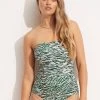 Seafolly Ladies Wild At Heart DD Bandeau One Piece - Evergreen -Seafolly shop 11030DD988 Evergreen 1