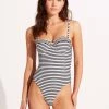 Seafolly Ladies Sorrento Stripe Bustier Bra One Piece - Black -Seafolly shop 11039 027 Black 3