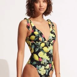 Seafolly Ladies Lemoncello V Neck One Piece - Black -Seafolly shop 11041 945 Black 3