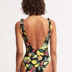 Seafolly Ladies Lemoncello V Neck One Piece - Black -Seafolly shop 11041 945 Black 4