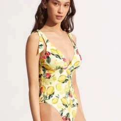 Seafolly Ladies Lemoncello V Neck One Piece - Lemoncello -Seafolly shop 11041 945 Lemoncello 3
