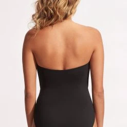 Seafolly Ladies Sun Stripe DD Bandeau One Piece - Black -Seafolly shop 11053DD947 Black 4