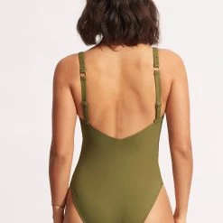 Seafolly Ladies Seafolly Collective Gathered Strap One Piece - Avocado -Seafolly shop 11055 942 Avocado 4