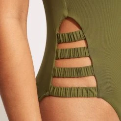 Seafolly Ladies Seafolly Collective Gathered Strap One Piece - Avocado -Seafolly shop 11055 942 Avocado 5