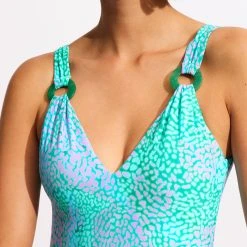 Seafolly Ladies Sea Skin V Neck One Piece - Vivid Green -Seafolly shop 11061 064 VividGreen 6