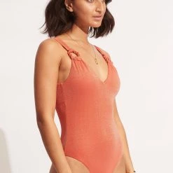 Seafolly Ladies Poolside V Neck One Piece - Pink Chintz 9 Seafolly Ladies Poolside V Neck One Piece - Pink Chintz -Seafolly shop 11061 959 PinkChintz 3