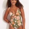 Seafolly Ladies Paradise Garden Tab Front One Piece - Avocado 2 Seafolly Ladies Paradise Garden Tab Front One Piece - Avocado -Seafolly shop 11063 960 Avocado 1