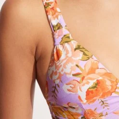 Seafolly Ladies Paradise Garden Tab Front One Piece - Lilac -Seafolly shop 11063 960 Lilac 5