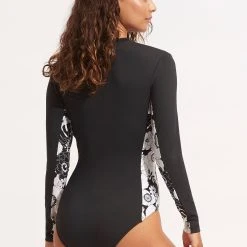 Seafolly Ladies Summer Of Love Zip Front Surfsuit - Black -Seafolly shop 11068 928 Black 4