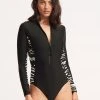 Seafolly Ladies Skin DeepLong Sleeve Surf Suit- Black