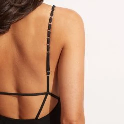 Seafolly Ladies Second Wave V Neck One Piece - Black -Seafolly shop 11071 968 Black 5