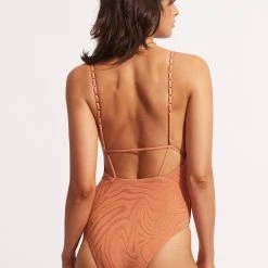 Seafolly Ladies Second Wave V Neck One Piece - Copper Tan 15 Seafolly Ladies Second Wave V Neck One Piece - Copper Tan -Seafolly shop 11071 968 Copper 20Tan 6