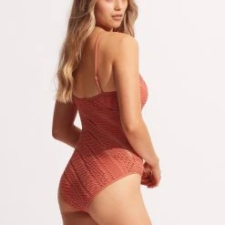 Seafolly Ladies Marrakesh DD High Neck One Piece - Cinnamon -Seafolly shop 11084DD911 Cinnamon 5