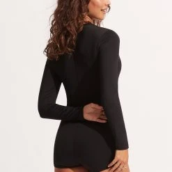 Seafolly Ladies Seafolly Collective Boyleg Zip Front Surfsuit - Black -Seafolly shop 11090 942 Black 5