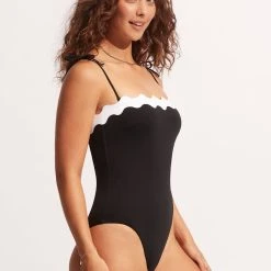 Seafolly Ladies Gia Ric Rac One Piece - Black -Seafolly shop 11097 717 Black 4