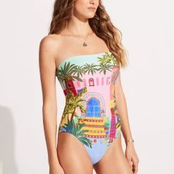 Seafolly Ladies On Vacation Bandeau One Piece - Azure -Seafolly shop 11099 022 Azure 4