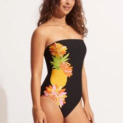 Seafolly Ladies Summer Salt Bandeau One Piece - Black -Seafolly shop 11099 716 Black 4