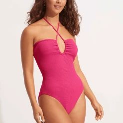 Seafolly Ladies Sea Dive Bandeau One Piece - Fuchsia Rose -Seafolly shop 11100 861 FushciaRos 4