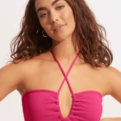 Seafolly Ladies Sea Dive Bandeau One Piece - Fuchsia Rose -Seafolly shop 11100 861 FushciaRos 6