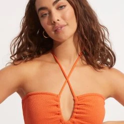 Seafolly Ladies Sea Dive Bandeau One Piece -Seafolly shop 11100 861 Mandarin 6