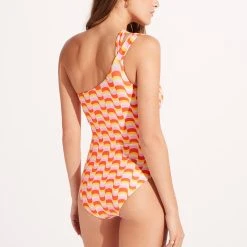 Seafolly Ladies Modern Take One Shoulder Keyhole One Piece - Mandarin -Seafolly shop 11109 021 Mandarin 5