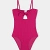 Seafolly Girls Summer Essential Girls Tie Front One Piece - Deep Pink -Seafolly shop 15698 258 DeepPink 1