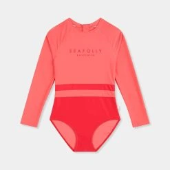 Seafolly Girls Girls Long Sleeve Spliced Paddlesuit - Chilli Red
