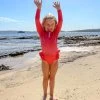 Seafolly Girls Summer Essential Girls Ruffle Hip Paddlesuit - Chintz Pink -Seafolly shop 15724T 266 ChintzPin 1