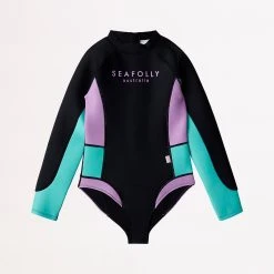 Seafolly Girls Girls Colour Block Wetsuit- Black Splice
