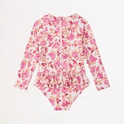 Seafolly Girls Silk Road Girls Frilled Hip Paddlesuit - Pink 7 Seafolly Girls Silk Road Girls Frilled Hip Paddlesuit - Pink -Seafolly shop 15810T Pink 3